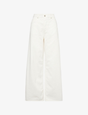 ME AND EM AND EM WOMENS SOFT WHITE WASH RELAXED BAGGY WIDE-LEG DENIM JEANS 