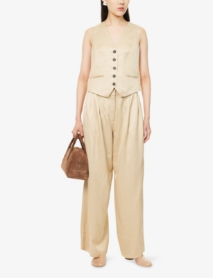 Me And Em And Em Womens Gold Elevated Evening Metallic Woven Waistcoat