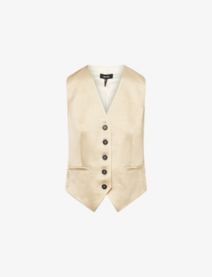 Me And Em And Em Womens Gold Elevated Evening Metallic Woven Waistcoat
