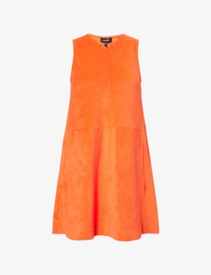 Me And Em And Em Womens Towelling Tiered Woven Mini Dress Bright Papaya Orange