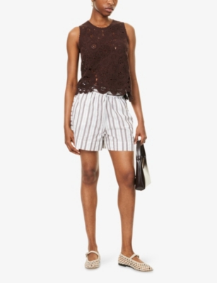 ME AND EM: Relaxed-Fit Sleeveless Cotton-Crochet Top