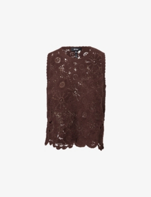 ME AND EM: Relaxed-Fit Sleeveless Cotton-Crochet Top