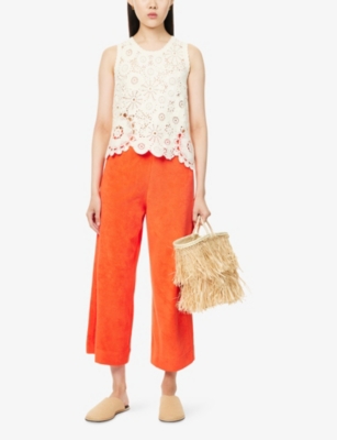 ME AND EM: Towelling Wide-Leg Crop Cotton-Blend Trousers
