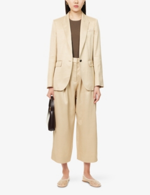 ME AND EM: Elevated Metallic Tailored Wide-Leg Woven Trousers