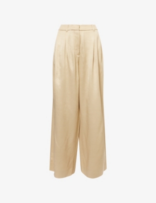 ME AND EM: Elevated Metallic Tailored Wide-Leg Woven Trousers