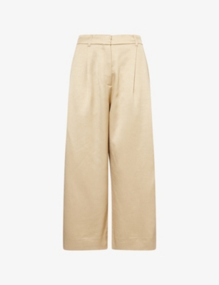 ME AND EM: Elevated Metallic Tailored Cropped Wide-Leg Woven Trousers