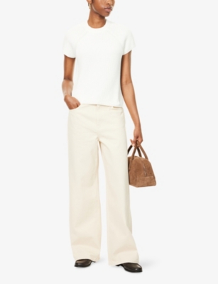ME AND EM: Regular-Fit Short-Sleeve Ribbed Cotton-Knit Top