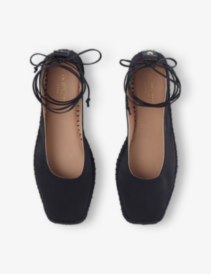 Lk Bennett Womens Bla-black Mia Satin Espadrilles Eur 41 / 8 Uk