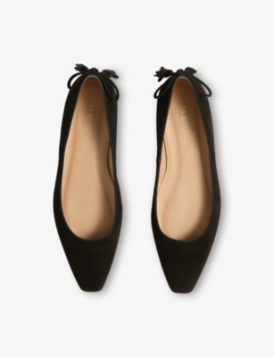 Lk Bennett Womens Bla-black Essie Suede Ballet Flats Eur 41 / 8 Uk