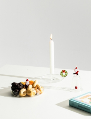 Ichendorf Christmas Tales Christmas Wreath Glass Candle Holder 7.5cm In Transparent