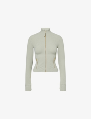 Lululemon Womens Fog Green/gold/gold Define Nulu™ Crop Stretch-woven Jacket