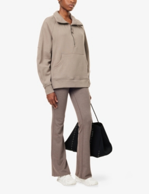 Lululemon Womens Warm Ash Grey Scuba Oversized Funnel-neck Cotton-blend Sweatshirt Xs In Neutral
