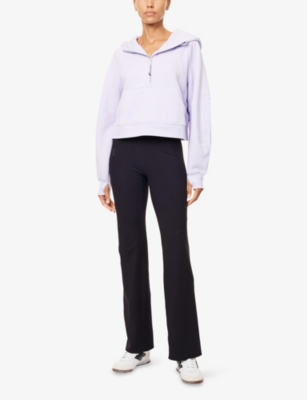Lululemon Womens Lavender Frost Half-zip Embroidered-logo Cotton-blend Hoody Xs In Purple