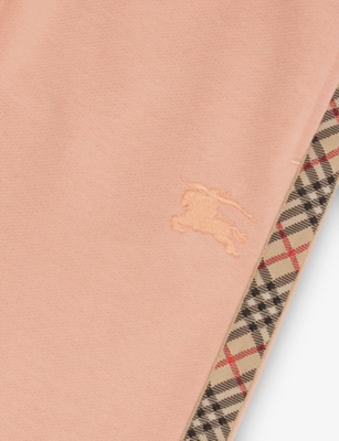 BURBERRY: Check Trim Cotton Jogging Bottoms 3-14 Years