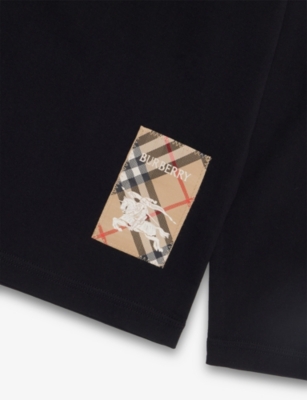 Burberry Brand-patch Long-sleeve Cotton-jersey T-shirt 4-12 Years Black In Black