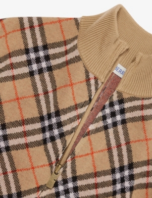 BURBERRY: Funnel-Neck Check Wool Cape One Size