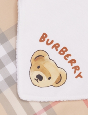 BURBERRY: Bear and Check Print Cotton Pack-of-Two Bib Set