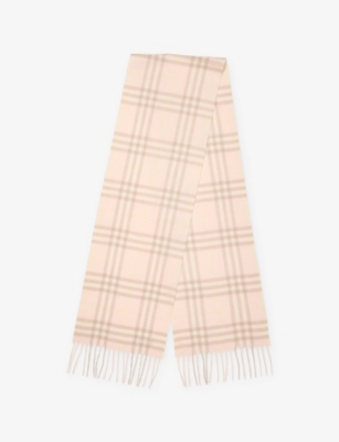 BURBERRY: Check-Print Fringed-Trim Cashmere Scarf