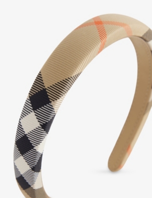 Burberry Kids Beige Check Nylon Headband In Neutral