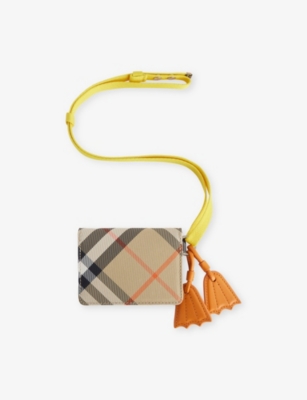 BURBERRY: Check Splash Faux-Leather Card Case