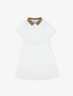 BURBERRY: Astrid Check-Collar Cotton Polo Dress 4-14 Years
