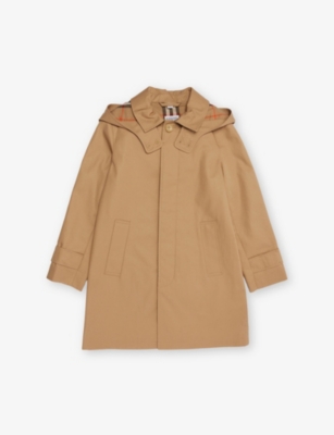 BURBERRY: Hedley Hooded Cotton Coat 3-14 Years
