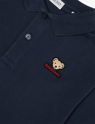 BURBERRY: Johane Bear Embroidered Cotton-Pique Polo Shirt 3-10 years