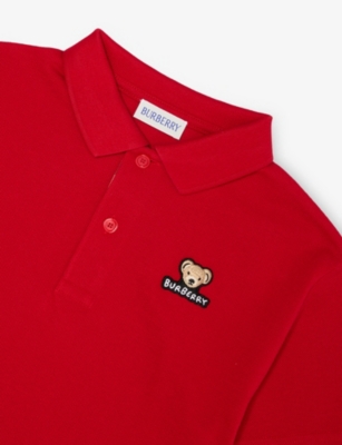 BURBERRY: Johane Embroidered-Bear Cotton Polo Shirt 3-10 Years
