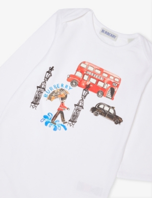 BURBERRY: Icons Graphic-Print Stretch-Cotton Romper 1-12 months