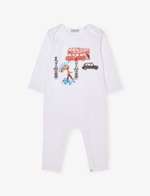 BURBERRY: Icons Graphic-Print Stretch-Cotton Romper 1-12 months