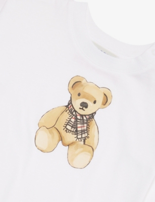 BURBERRY: Thomas Bear Graphic-Print Cotton Romper 1-9 Months