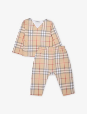 BURBERRY: Check Cotton-Quilt Two-Piece Set 1-12 months