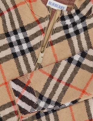 Burberry Checked Wool-blend Hoody 6-24 Months Sand Ip Check In Multi