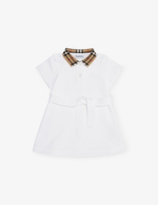 BURBERRY: Astrid Check-Print-Collar Cotton-Piqué Dress 6 Months-2 Years