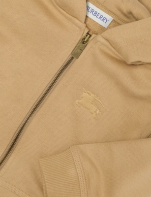 Burberry Sand Clyde Check Cotton-jersey Hoody 6 Months - 2 Year In Brown