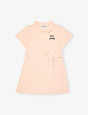 BURBERRY: Asttrid Embroidered-Bear Short-Sleeve Cotton Dress 6-24 Months