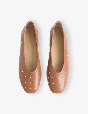 WHISTLES: Karina Studded Leather Ballet Pumps