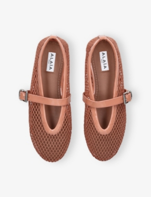 Alaïa Ballet Flats In Fishnet In Brown