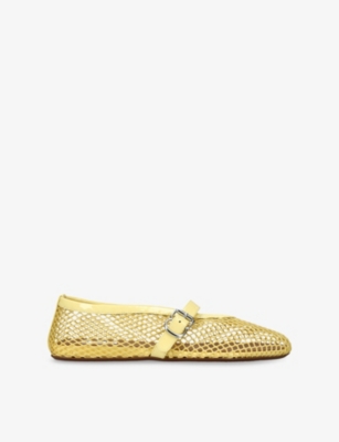 ALAÏA WOMENS BALLERINA MESH AND PATENT-LEATHER BALLET FLATS YELLOW EUR 40 / 7 UK 