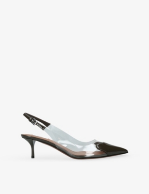 Alaïa Womens Coeur 55 Patent-leather And Pvc Slingback Courts Khaki In Brown