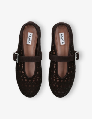 Alaïa Perforated Suede Ballet Flats