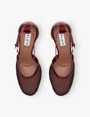 Alaïa Women Burgundy Mesh Heeled Pumps In Brown
