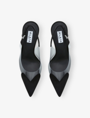 AZZEDINE ALAIA: Cœur 90 Patent-Leather Heeled Slingbacks