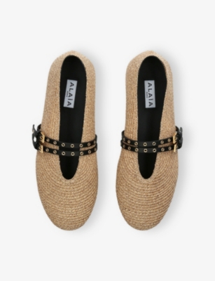 Alaïa Paper Straw Flat Ballerinas Scarpe Basse Beige In White
