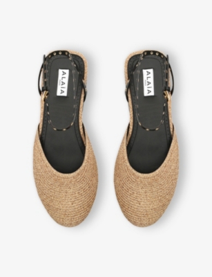AZZEDINE ALAIA: Woven Raffia-Leather Espadrilles