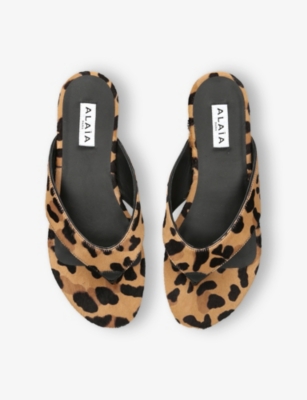 AZZEDINE ALAIA: Leopard-Print Calf-Hair Sandals