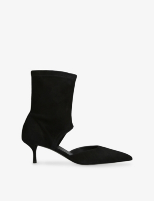 AZZEDINE ALAIA: Cut-Out Suede Heeled Ankle Boots