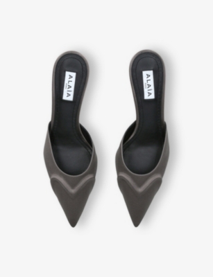 Alaïa Womens Taupe Pointed-toe 55 Satin Mules Eur 41 / 8 Uk In Brown