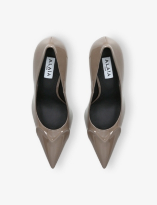 Alaïa Womens Taupe Heart-shape 90 Patent-leather Pumps Eur 35 / 2 Uk In Brown