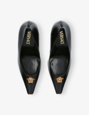 Versace Leather La Medusa Pumps 105 In Black